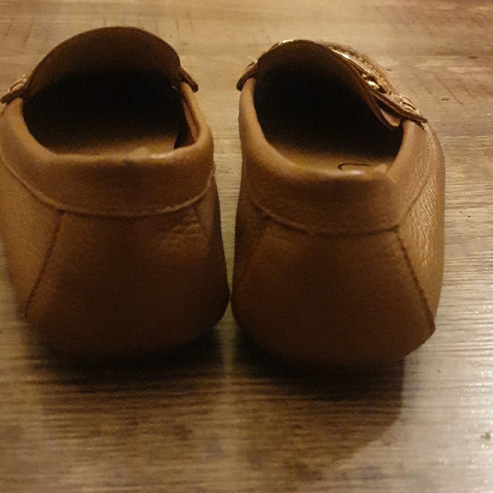 Calvin Klein Brown Leather Loafers with Gold Accent 7.5 Womens - Picture 5 of 5